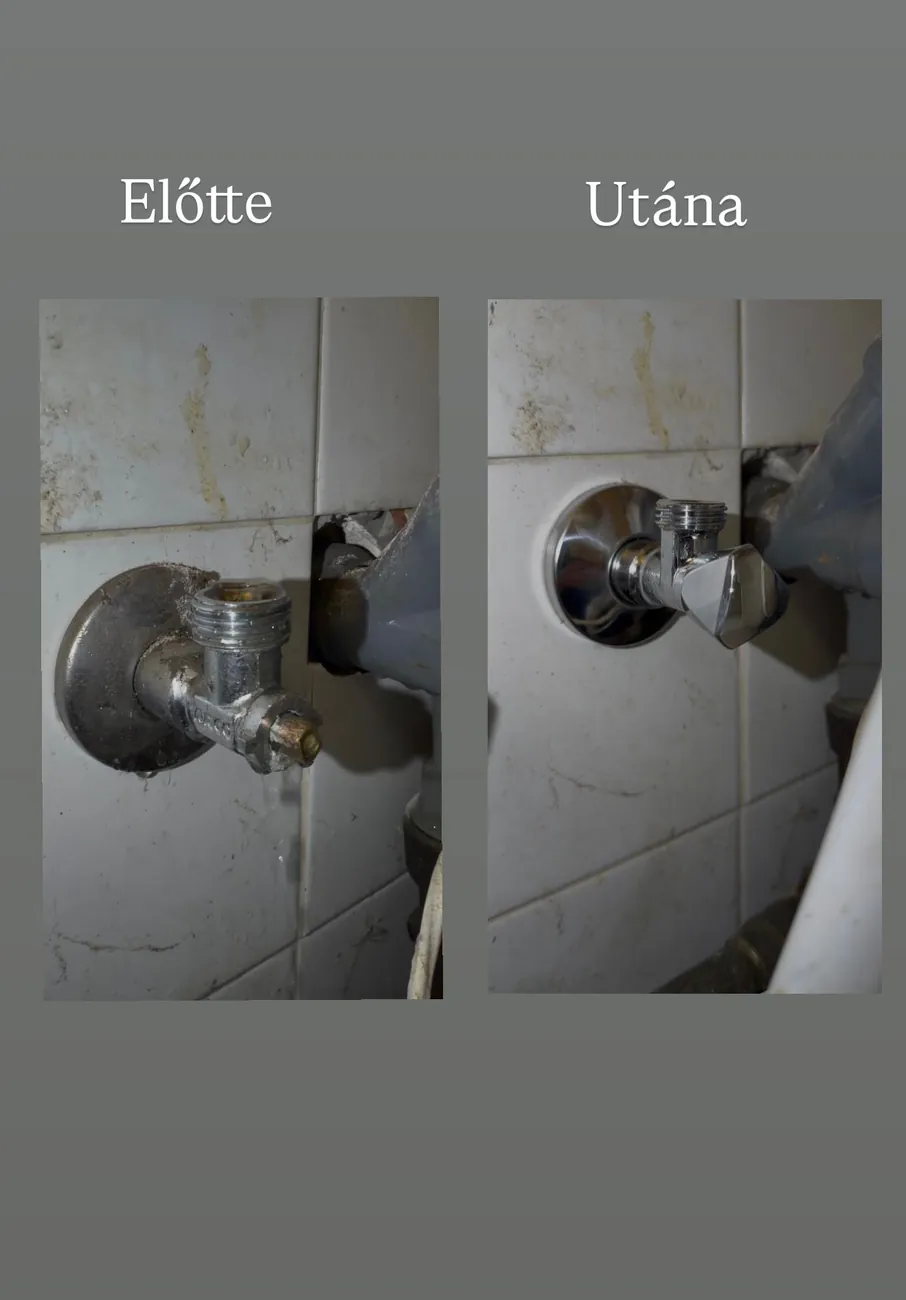 Elzáró csere a kád fölött — előtte és utána